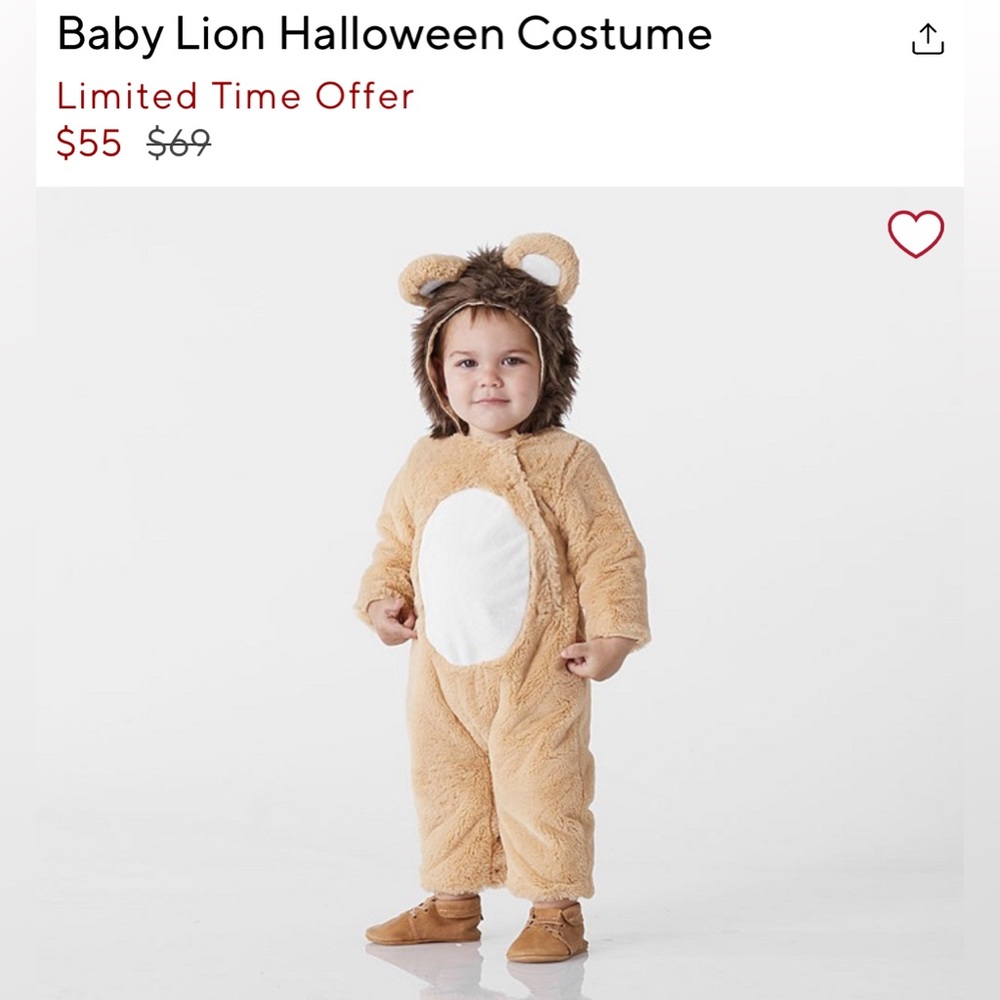 Pottery Barn toddler lion costume 12-24 months